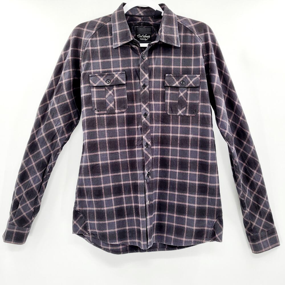 Civil Society We the Society Charcoal Gray Plaid Flannel Button Up Shirt Men’s M